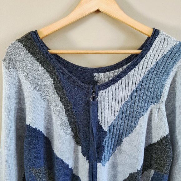 Nic+Zoe Party City Zipper Versatile Sweater Blue - Picture 7 of 12